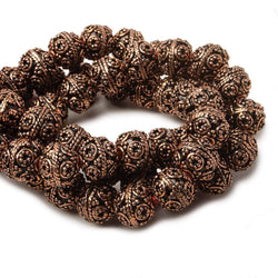 8mm Antiqued Copper Beads Roval  Miligrain Circles 8 inch 28 pcs (ONLINE ORDER ONLY)