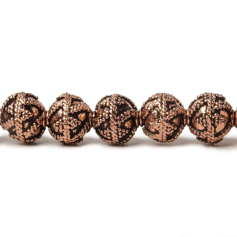 8mm Antiqued Copper Beads Roval  Miligrain Triangle 8 inch 28 pcs (ONLINE ORDER ONLY)