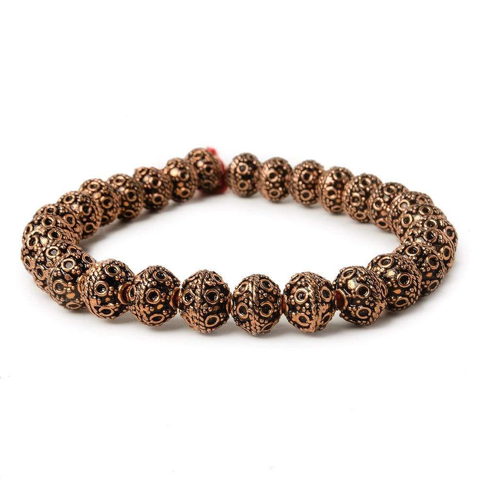 8mm Antiqued Copper Beads Roval Persian Circle 8 inch 28 pcs (ONLINE ORDER ONLY)