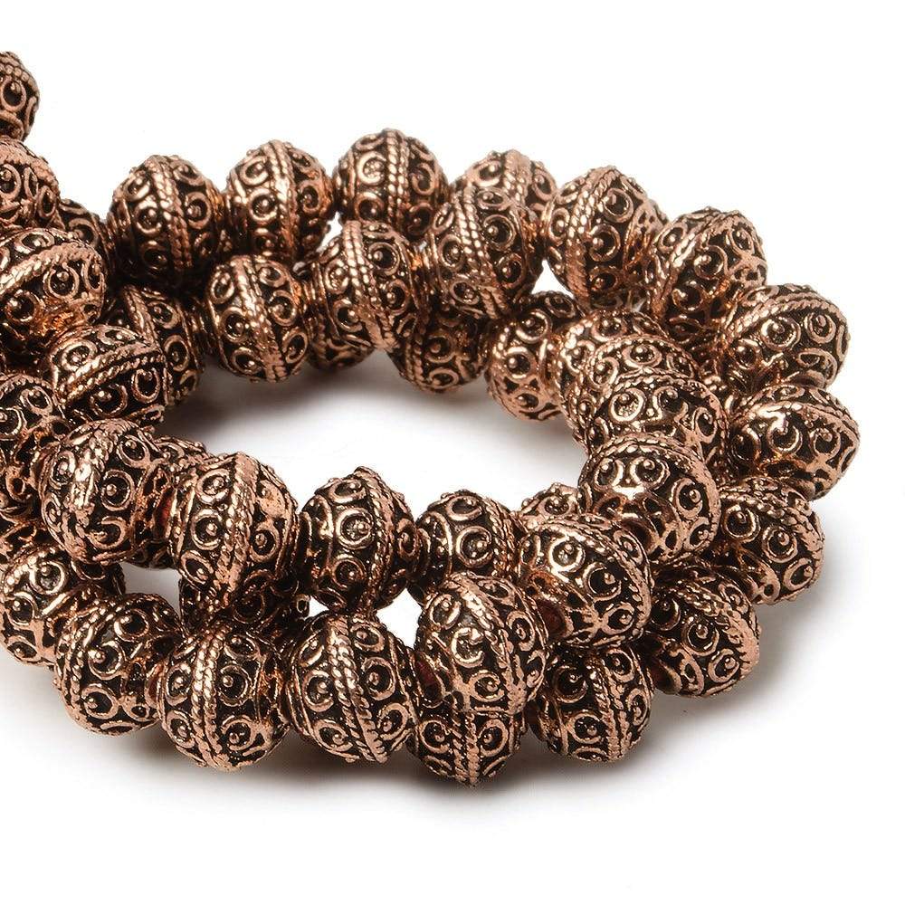 8mm Antiqued Copper Beads Roval Persian Circle and Dot 8 inch 28 pcs (ONLINE ORDER ONLY)