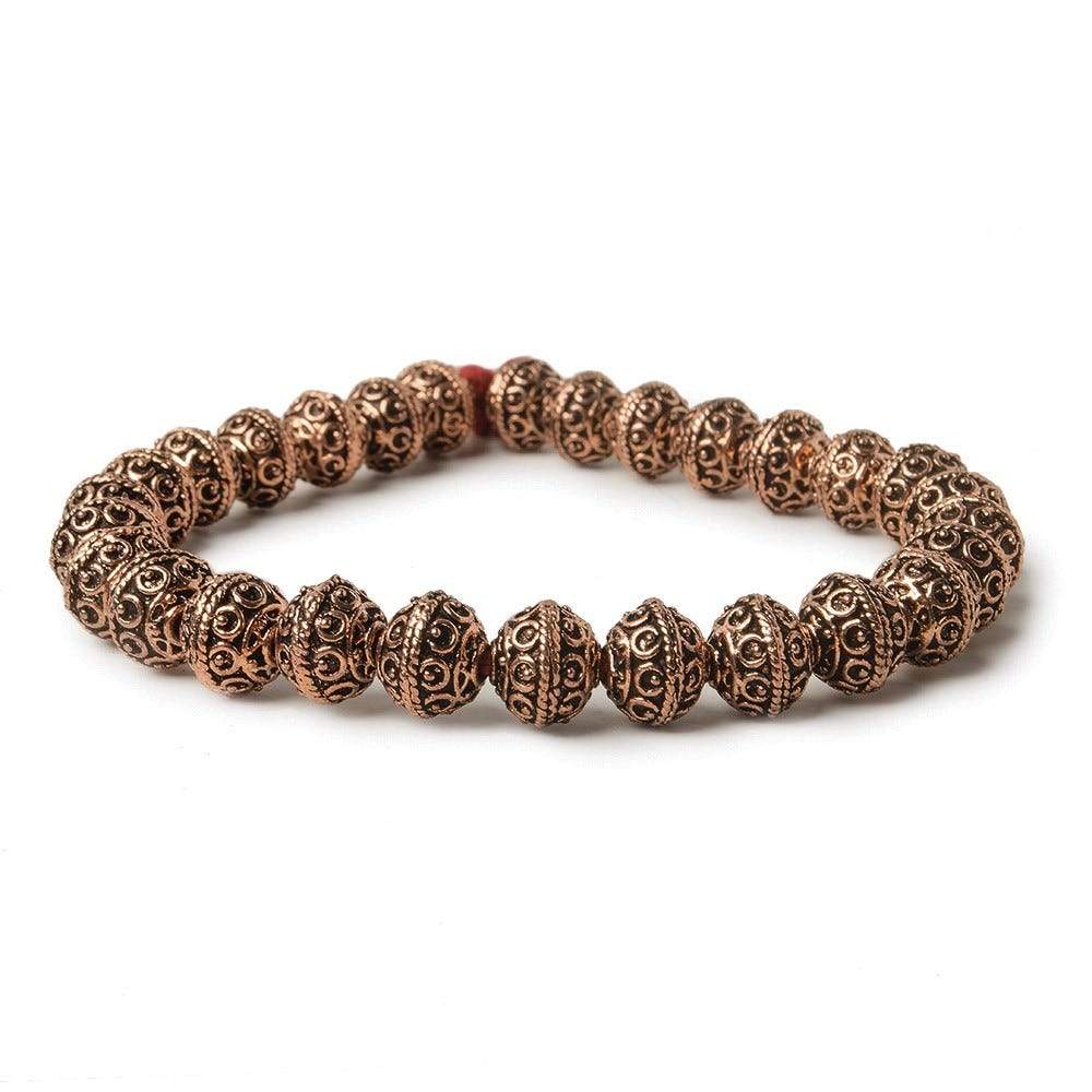 8mm Antiqued Copper Beads Roval Persian Circle and Dot 8 inch 28 pcs (ONLINE ORDER ONLY)