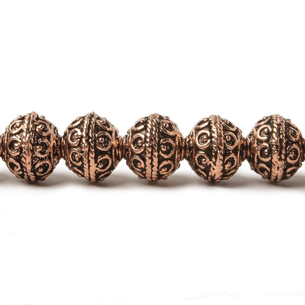 8mm Antiqued Copper Beads Roval Persian Circle and Dot 8 inch 28 pcs (ONLINE ORDER ONLY)