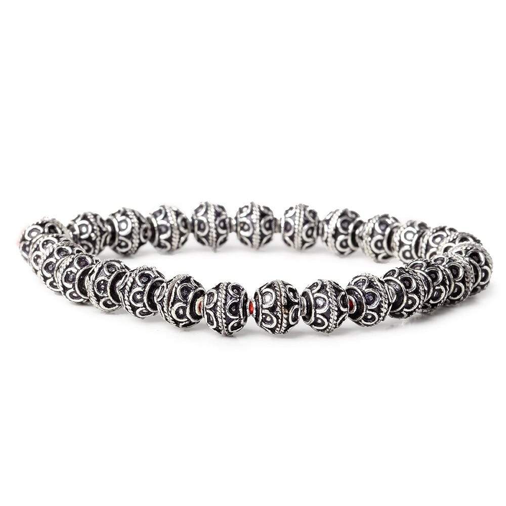 8mm Antiqued Sterling Silver plated Bead Cap Simple Arch Design 8 inch 54 beads (ONLINE ORDER ONLY)