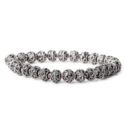 8mm Antiqued Sterling Silver plated Bead Cap Simple Arch Design 8 inch 54 beads (ONLINE ORDER ONLY)