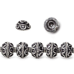 8mm Antiqued Sterling Silver plated Bead Cap Simple Arch Design 8 inch 54 beads (ONLINE ORDER ONLY)