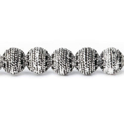8mm Antiqued Sterling Silver plated Copper Bead Miligrain Rings 8 inch 28 pieces (ONLINE ORDER ONLY)