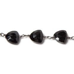 8mm Black Chalcedony triangle Black Gold plated Chain by the foot 22pcs (ONLINE ORDER ONLY)