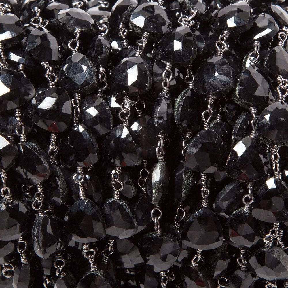 8mm Black Chalcedony triangle Black Gold plated Chain by the foot 22pcs (ONLINE ORDER ONLY)