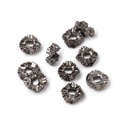 8mm Black Gold Plated Copper Floral Edge Spacer Set of 10 Large Hole Beads (ONLINE ORDER ONLY)