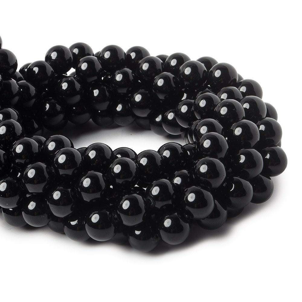 8mm Black Tourmaline plain round beads 15.5 inch 49 pieces (ONLINE ORDER ONLY)
