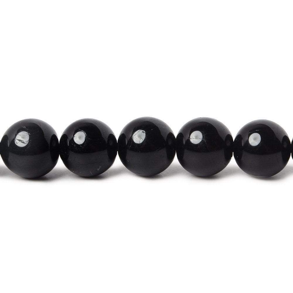 8mm Black Tourmaline plain round beads 15.5 inch 49 pieces (ONLINE ORDER ONLY)