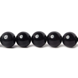 8mm Black Tourmaline plain round beads 15.5 inch 49 pieces (ONLINE ORDER ONLY)