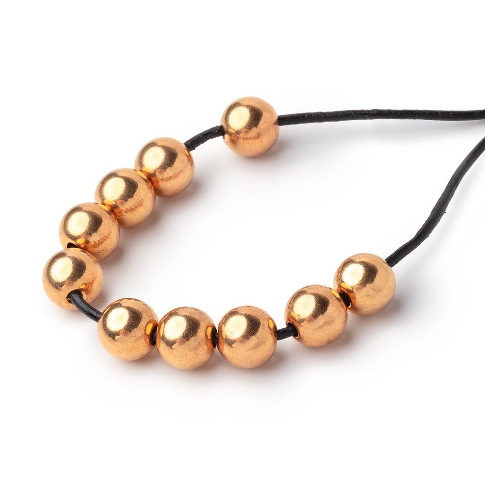 8mm Brass Plain Large Hole Rounds Set of 10 beads