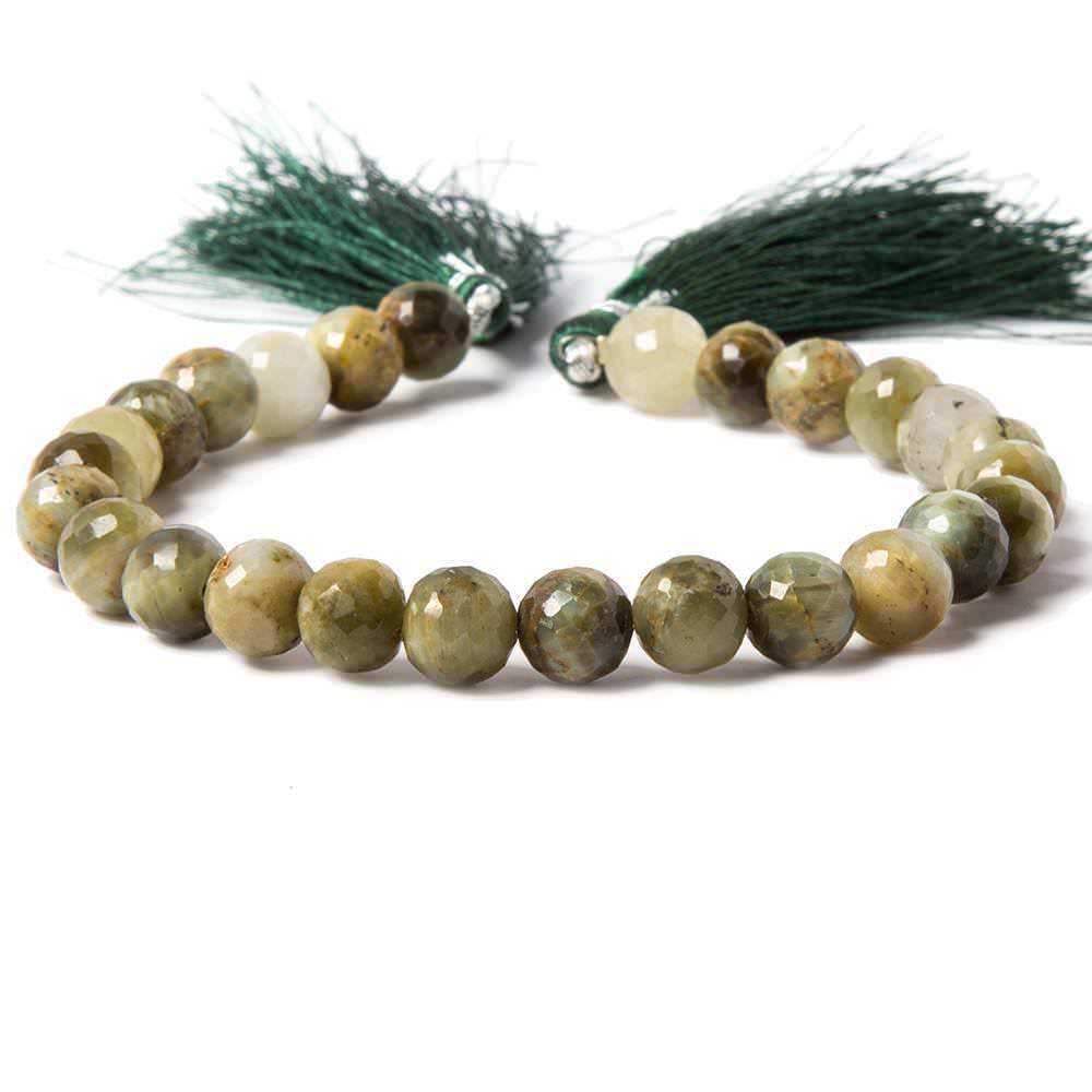 8mm Cat's Eye Green Quartz faceted round beads 8 inch 24 pieces (ONLINE ORDER ONLY)