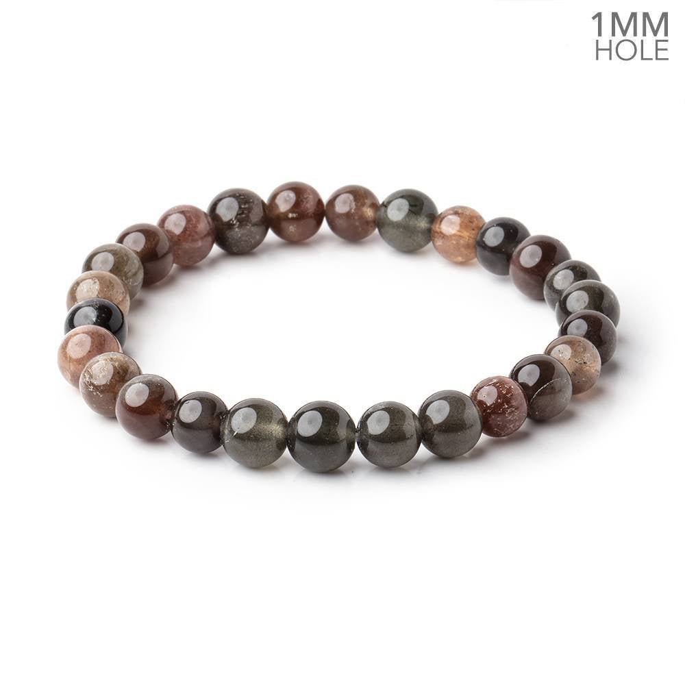 8mm Cat's Eye Scapolite Plain Rounds 7 inch 25 Beads with 1mm Hole
