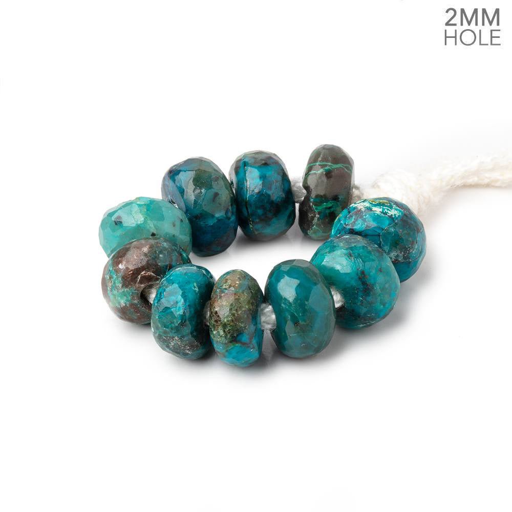 8mm Chrysocolla 2mm Large Hole Faceted Rondelle Beads Set of 10 (ONLINE ORDER ONLY)