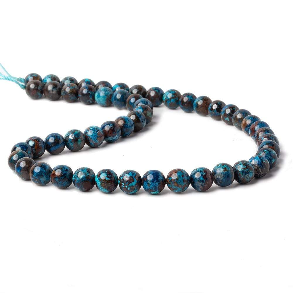 8mm Dark Chrysocolla Plain Rounds 15.5 inch 50 beads AA (ONLINE ORDER ONLY)