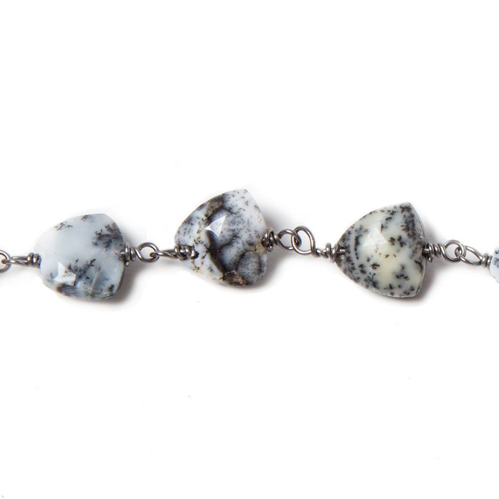 8mm Dendritic Opal triangle Black Gold plated Chain by the foot 22pcs (ONLINE ORDER ONLY)