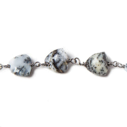 8mm Dendritic Opal triangle Black Gold plated Chain by the foot 22pcs (ONLINE ORDER ONLY)