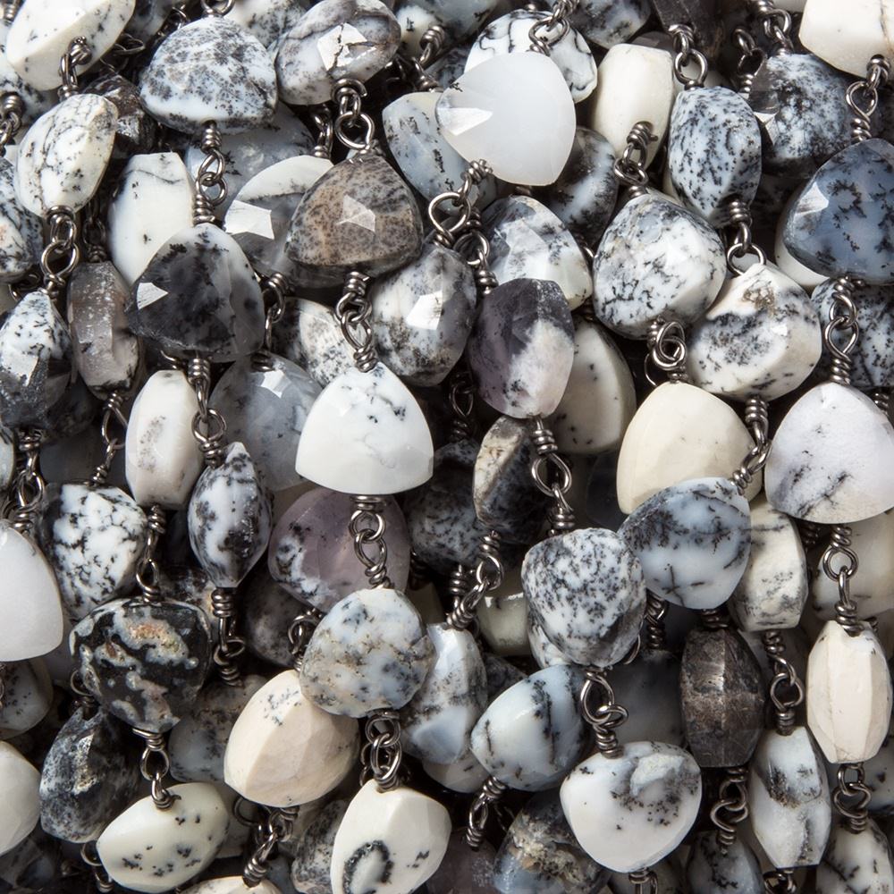 8mm Dendritic Opal triangle Black Gold plated Chain by the foot 22pcs (ONLINE ORDER ONLY)