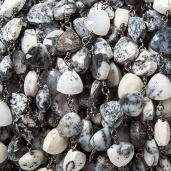 8mm Dendritic Opal triangle Black Gold plated Chain by the foot 22pcs (ONLINE ORDER ONLY)