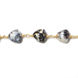 8mm Dendritic Opal triangle Gold plated Chain by the foot 22pcs (ONLINE ORDER ONLY)
