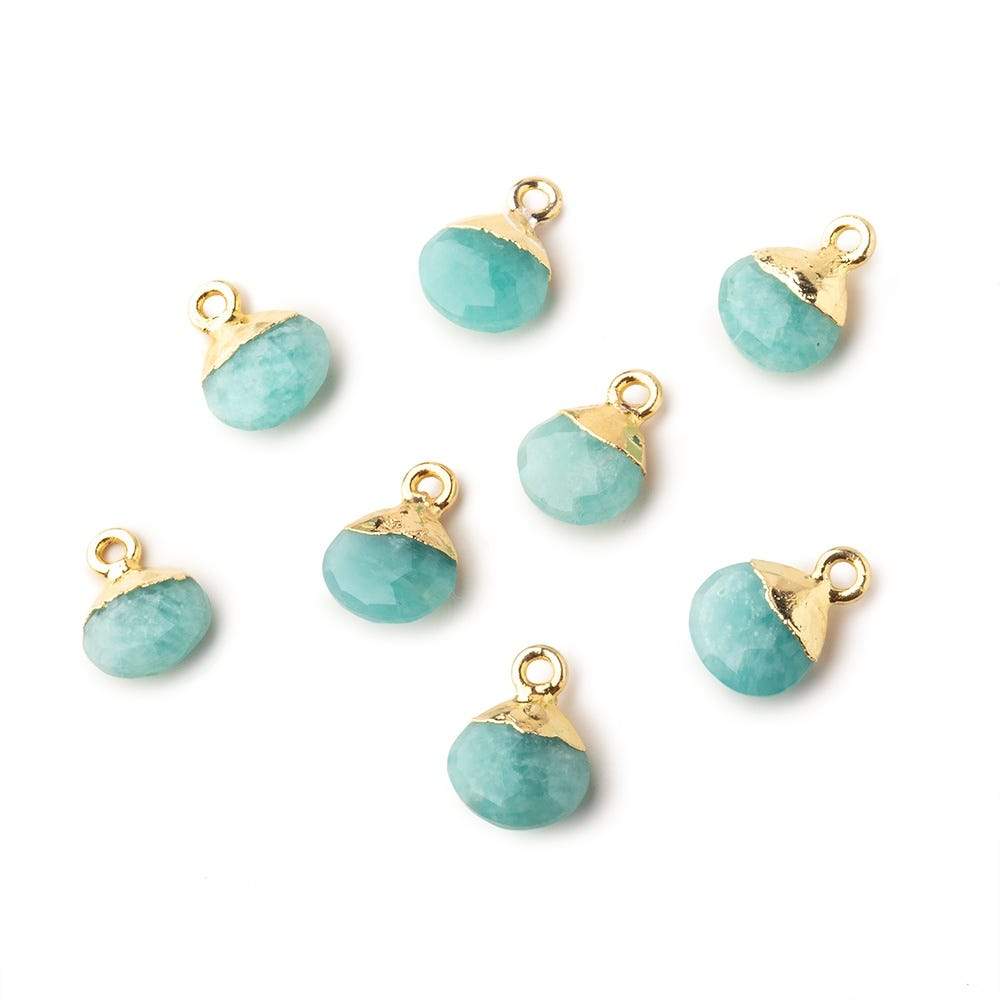 8mm Gold Leafed Amazonite faceted heart 1 focal bead (ONLINE ORDER ONLY)