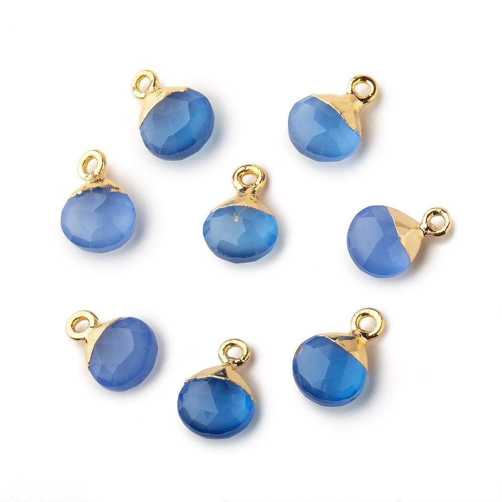 8mm Gold Leafed Santorini Blue Chalcedony faceted heart 1 focal bead (ONLINE ORDER ONLY)