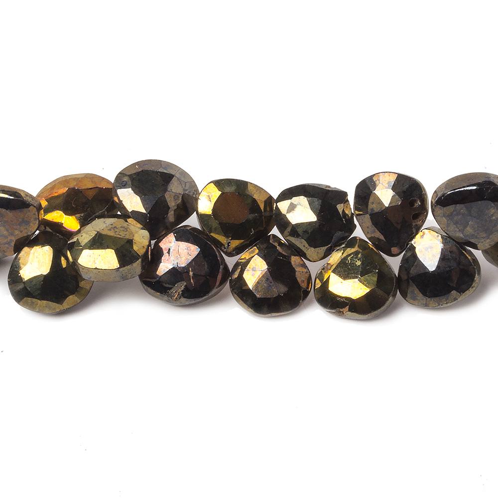8mm Golden Metallic Black Spinel Faceted Heart Beads 8 inch 52 pieces (ONLINE ORDER ONLY)