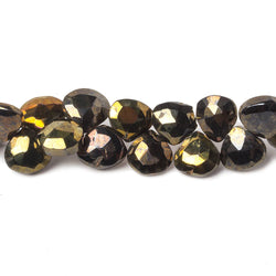 8mm Golden Metallic Black Spinel Faceted Heart Beads 8 inch 52 pieces (ONLINE ORDER ONLY)