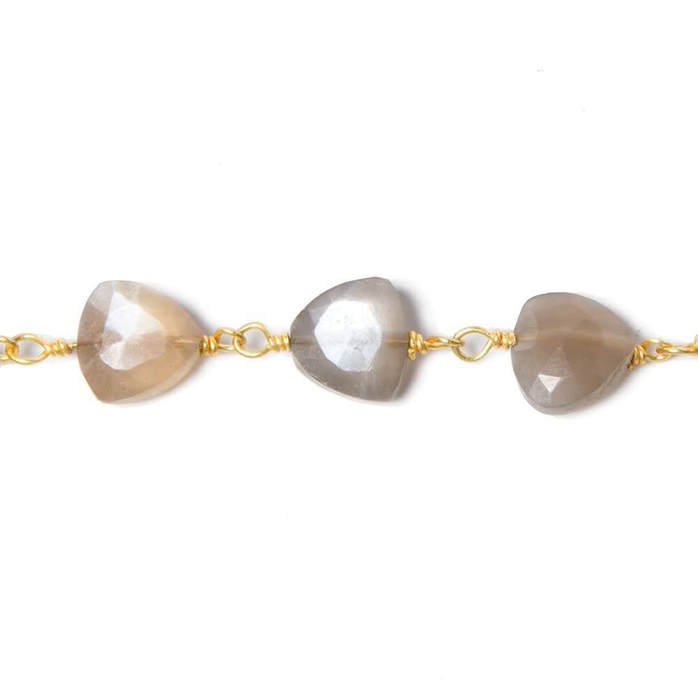 8mm Greige Moonstone triangle Gold plated Chain by the foot 22pcs (ONLINE ORDER ONLY)