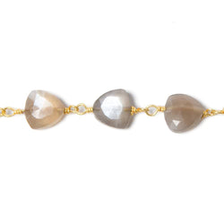 8mm Greige Moonstone triangle Gold plated Chain by the foot 22pcs (ONLINE ORDER ONLY)