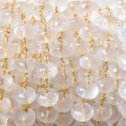 8mm Milky Crystal Quartz rondelle Vermeil Chain by foot 30 pieces (ONLINE ORDER ONLY)