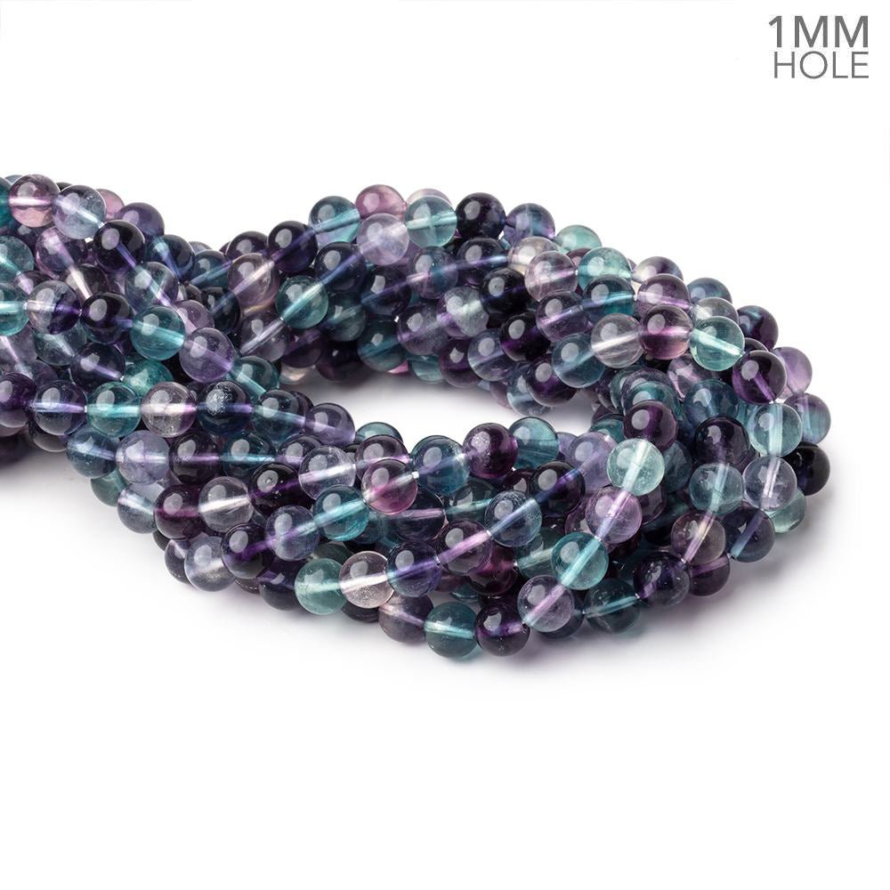 8mm Multi Color Fluorite Plain Round Beads 15.5 inch 48 pieces AA 1mm hole (ONLINE ORDER ONLY)