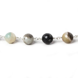 1.5ft - 8mm MultiColor Amazonite faceted round Silver chain (ONLINE ORDER ONLY)