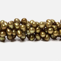 8mm Olive Green Top Drilled Oval Pearls, 15 inch (ONLINE ORDER ONLY)