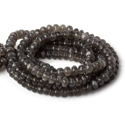 8mm Platinum Grey Moonstone Faceted Rondelles 16 inch 74 Beads AA
