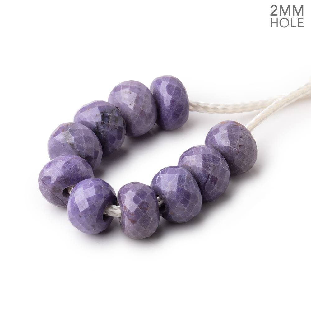 8mm Rich Turkish Purple Jade 2mm Large Hole Faceted Rondelles Set of 10 Beads (ONLINE ORDER ONLY)