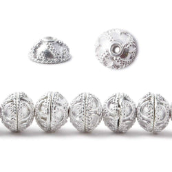 8mm Silver Plated Copper Bead Cap Persian Design 8 inch 58 pieces (ONLINE ORDER ONLY)