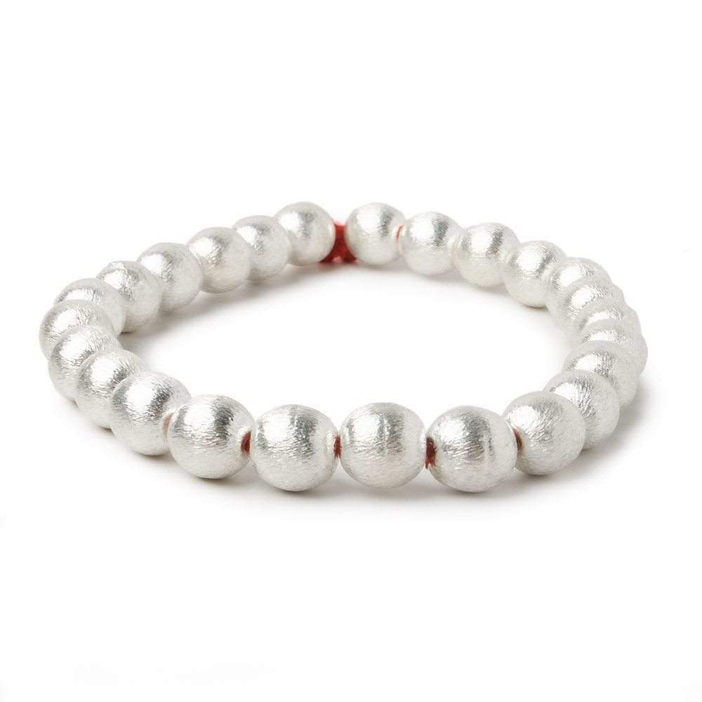 8mm Silver plated Copper Brushed Round Beads 8 inch 25 pcs (ONLINE ORDER ONLY)