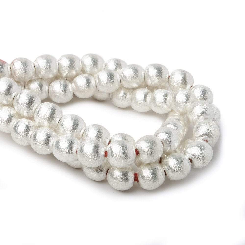 8mm Silver plated Copper Brushed Round Beads 8 inch 25 pcs (ONLINE ORDER ONLY)