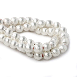 8mm Silver plated Copper Brushed Round Beads 8 inch 25 pcs (ONLINE ORDER ONLY)