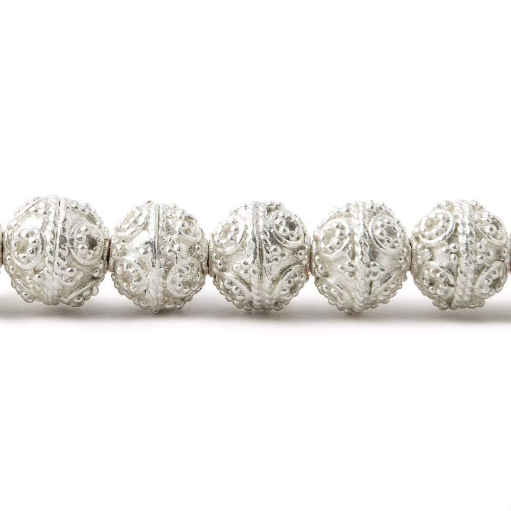 8mm Silver Plated Copper Round Bead Miligrain Circles 8 inch 27 pieces (ONLINE ORDER ONLY)