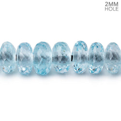 8mm Sky Blue Topaz 2mm Large Hole Faceted Rondelles 8 inch 44 Beads AA (ONLINE ORDER ONLY)