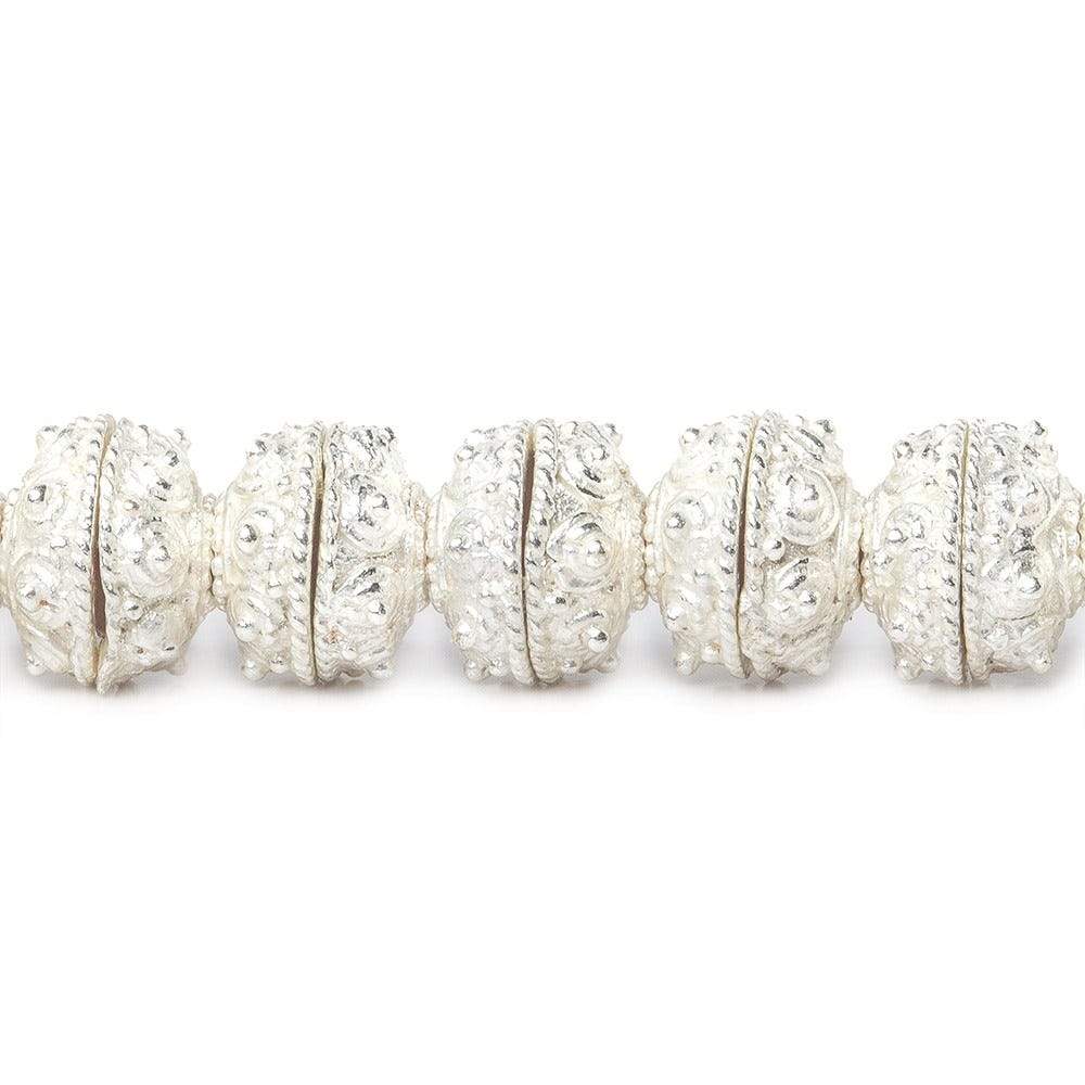 8mm Sterling Silver plated Copper Bead Cap Moroccan Dot 8 inch 60 beads (ONLINE ORDER ONLY)