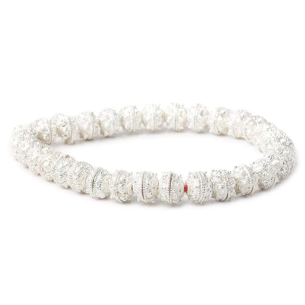 8mm Sterling Silver plated Copper Bead Cap Moroccan Dot 8 inch 60 beads (ONLINE ORDER ONLY)