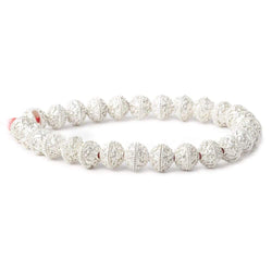 8mm Sterling Silver Plated Copper Bead Cap Round Petite Circle & Swirl 8 inch 54 beads (ONLINE ORDER ONLY)