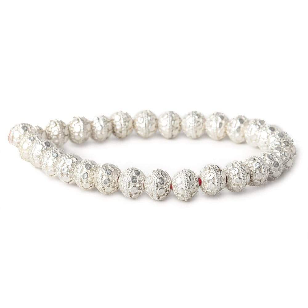 8mm Sterling Silver plated Copper Bead Round Dot Design 8 inch 28 pcs (ONLINE ORDER ONLY)