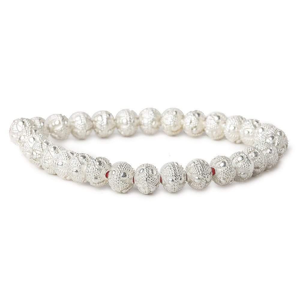 8x7mm Silver Plated Bead Miligrain and Dot 8 inch 28 pieces (ONLINE ORDER ONLY)