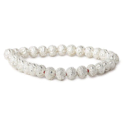 8x7mm Silver Plated Bead Miligrain and Dot 8 inch 28 pieces (ONLINE ORDER ONLY)
